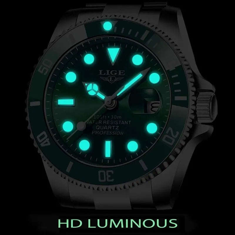 LIGE Luxury Fashion Diver Watch Men &ndash; 30ATM Waterproof Date