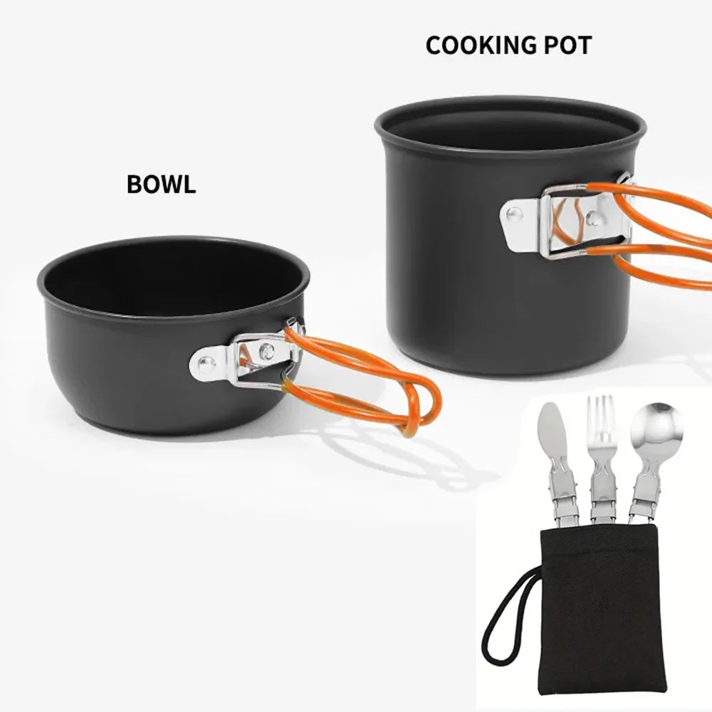 LISM Portable Camping Cookware Set for Outdoor Adventures Orange-Cutlery
