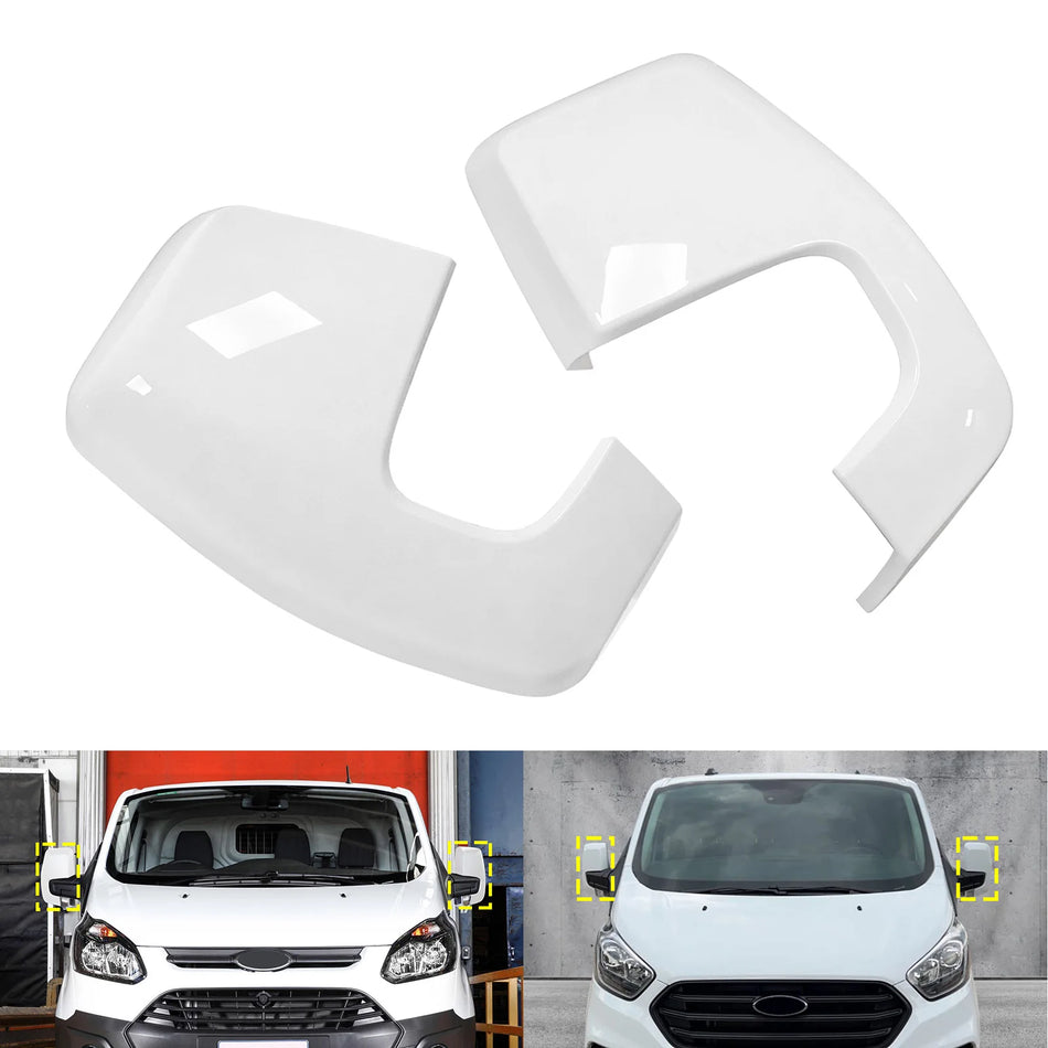 Mirror Cover Caps White for Ford Transit Custom Left and Right ABS Plastic Replacement Parts