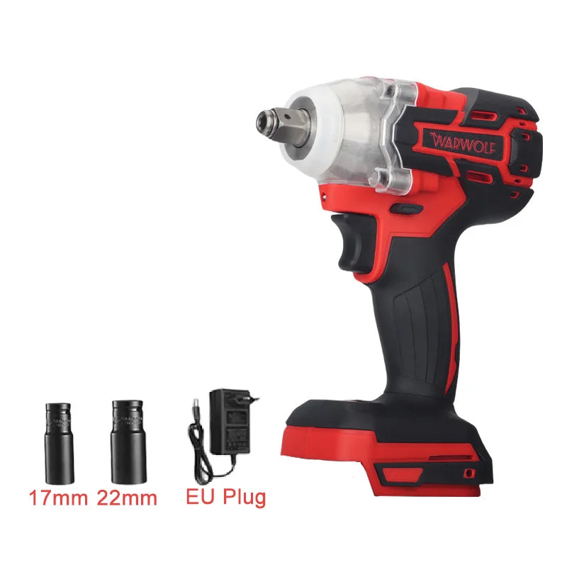 Cordless Electric Impact Wrench Drill &ndash; Brushless Motor 0B Red