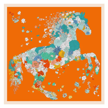 POBING Twill Silk Square Scarf &ndash; Captivating Giraffe Print orange