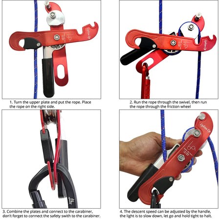 Lighten Up 25KN Climbing Descender for Ropes (0.35-0.5 Inch)