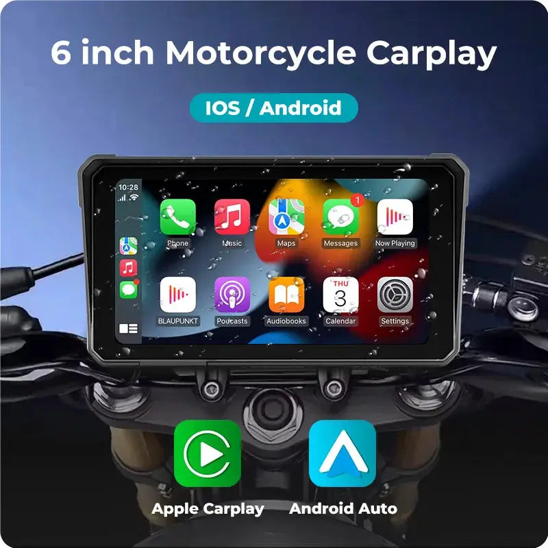 GreenYi 6'' Motorcycle DVR 2K HD Wireless Apple Carplay GPS Track Navigation Android Auto IP68 Waterproof Camera Portable Device by InterCyprus Trading Ltd