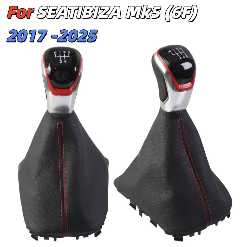 Schaltknauf Lederbezug für SEAT Ibiza Mk5 fünf bis sechs Gang manuelles Getriebe