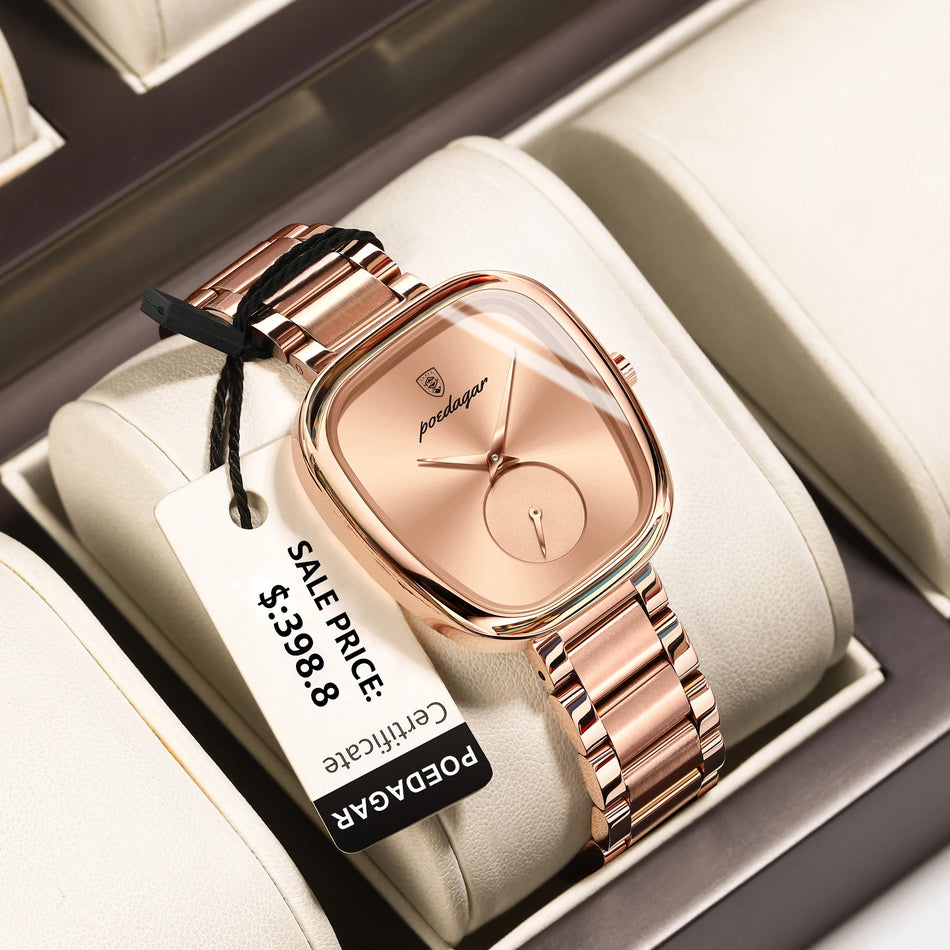 POEDAGAR Luxury Stainless Steel Waterproof Women's Quartz Watch