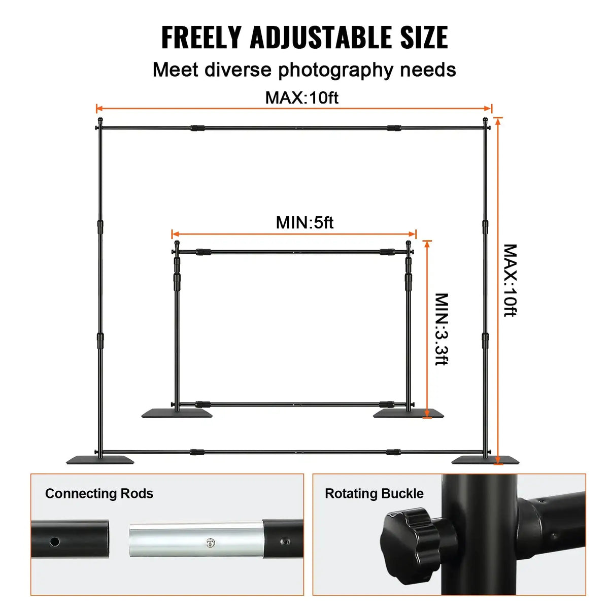 10x10 Heavy Duty Backdrop Stand Height Adjustable