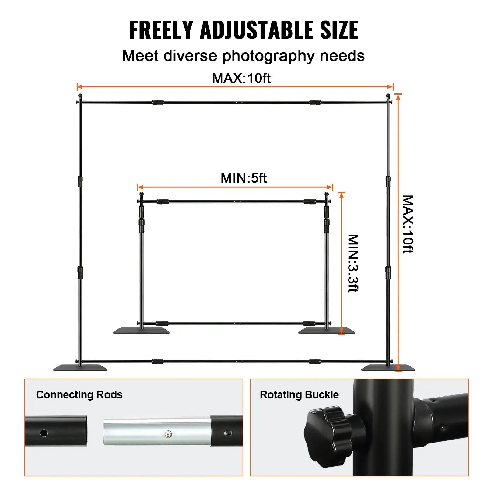 10x10 Heavy Duty Backdrop Stand Height Adjustable