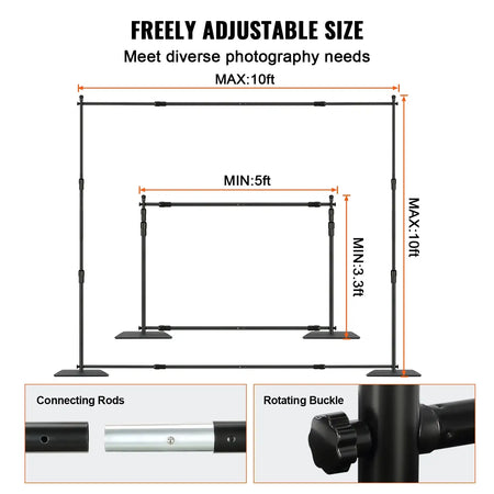 10x10 Heavy Duty Backdrop Stand Height Adjustable