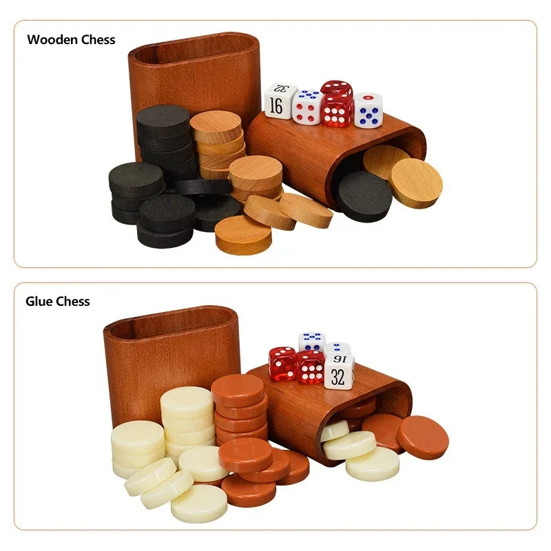 Premium Houten Backgammon En Schaakset Met Vouwbaar Speelbord
