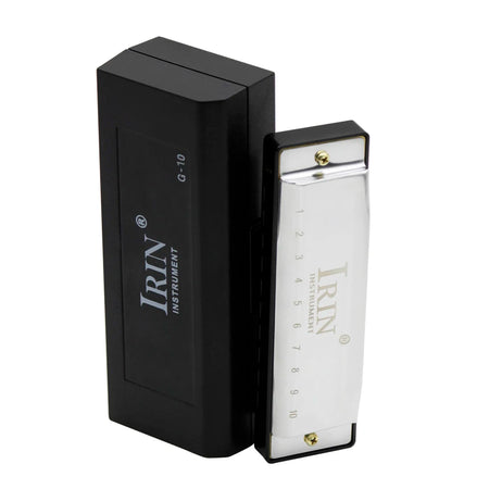 IRIN 10 Hole 20-Tone Harmonica G Key &ndash; Ideal for Beginners Silver
