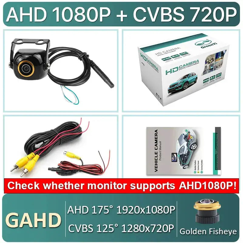 170 Degree AHD 1920x1080P Zinc Alloy Case Golden Fish Eye Lens Vehicle Rear View Reverse Backup Parking Camera For Android DVD by InterCyprus Trading Ltd