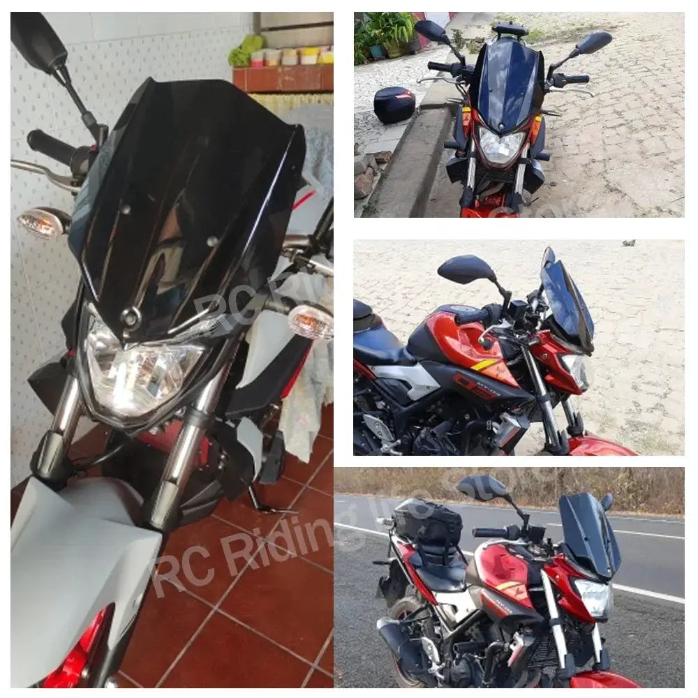 Windscreen For Yamaha MT03 MT 03 2016-2018 2019 Motorcycle Wind Shield Screen Deflector Sport Touring Racing Windshield Bracket by InterCyprus Trading Ltd