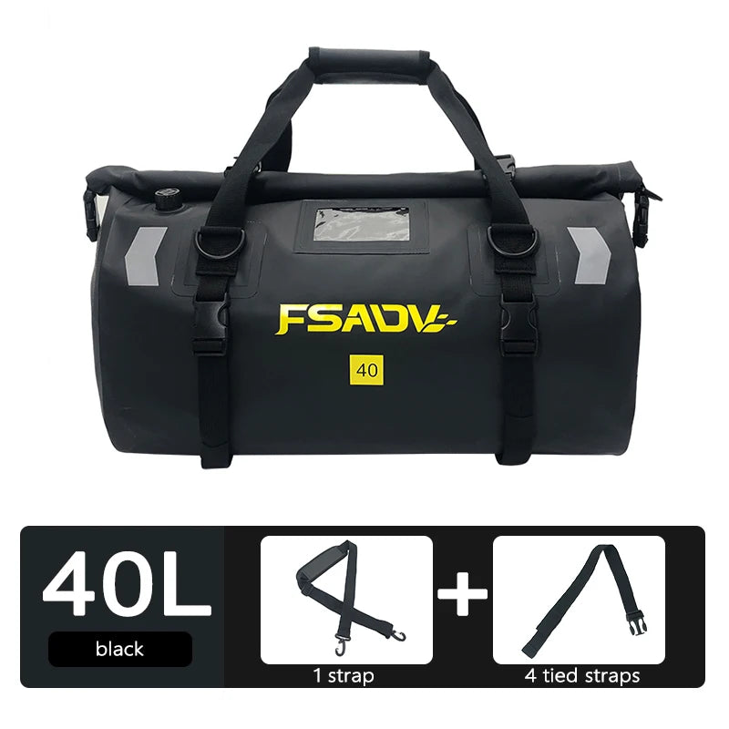 Universal Motorcycle Waterproof Tail Bags &ndash; High Capacity Durable Design 40L-Black