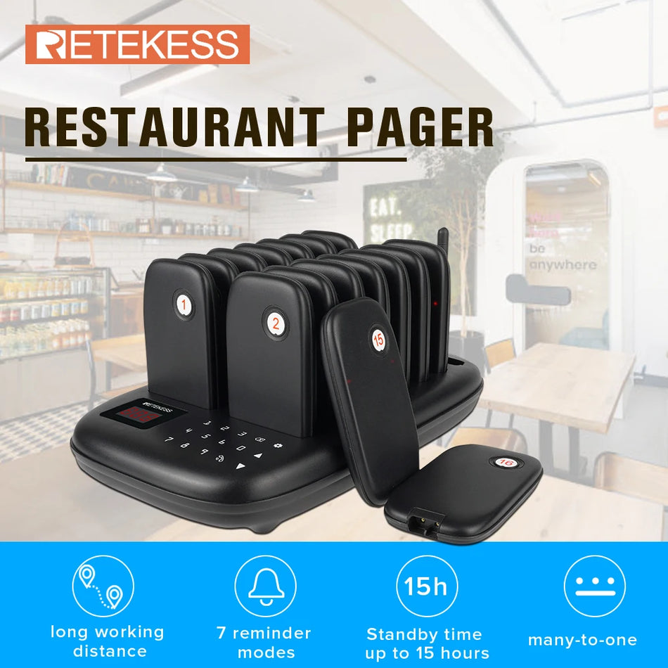Restaurant Wireless Calling System Pager with Coasters for RETEKESS TD175 TD175S