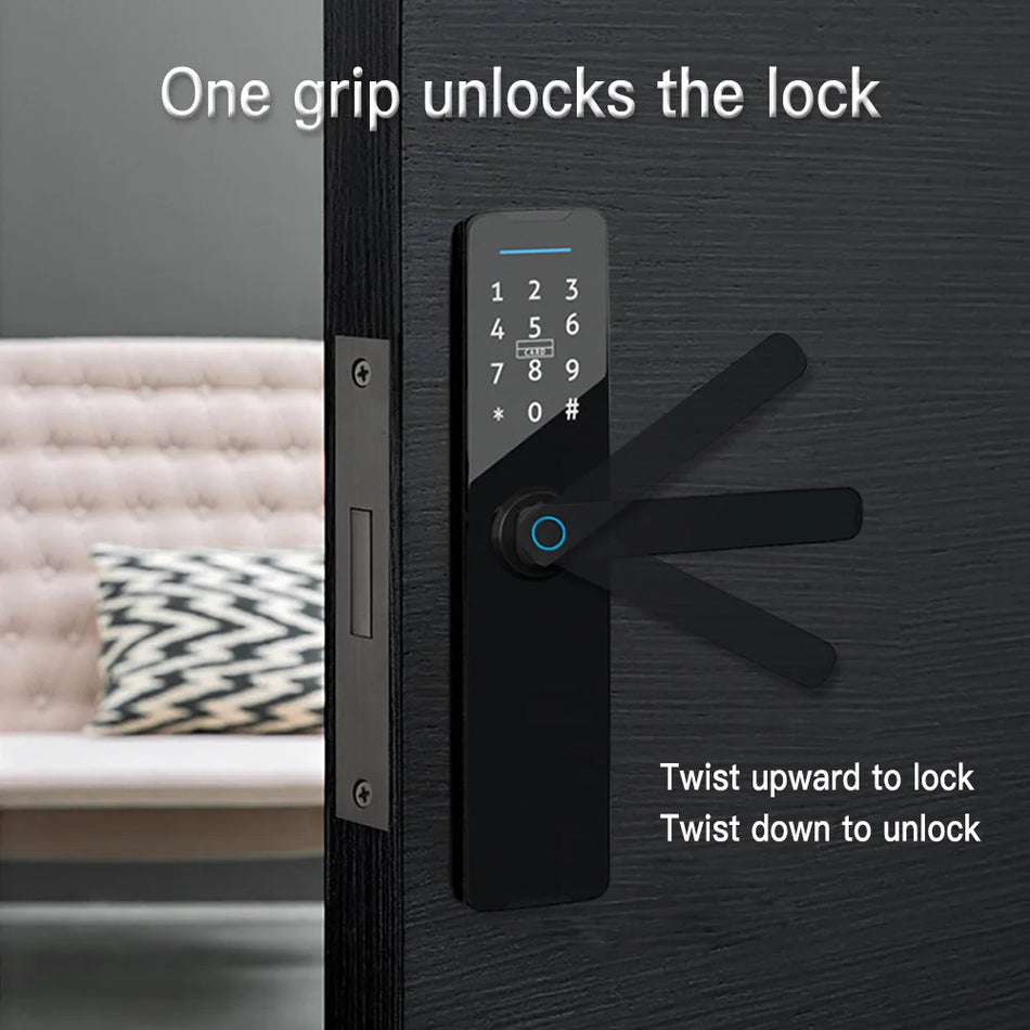 Tuya Digital Electronic Lock Smart Door Lock with Biometric Fingerprint Password Remote Control Unlocking and Keyless Entry