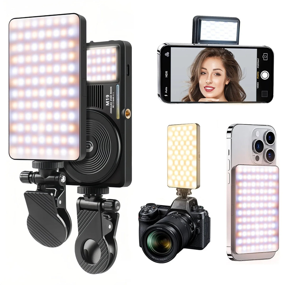 Magnetic Selfie Light Clip for iPhone black