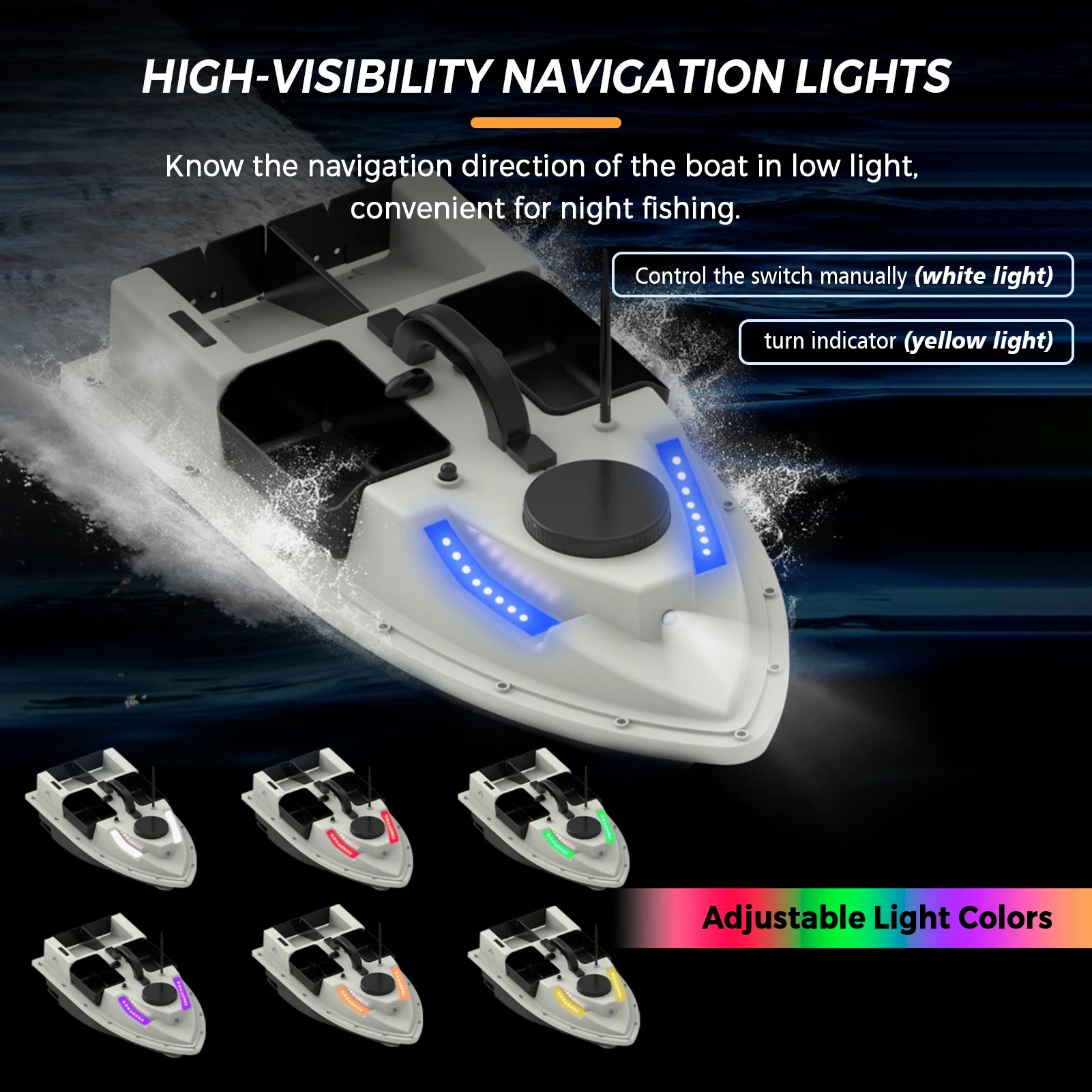 D19 GPS Remote Control Bait Boat with 4 Bait Containers and Long-Range Navigation
