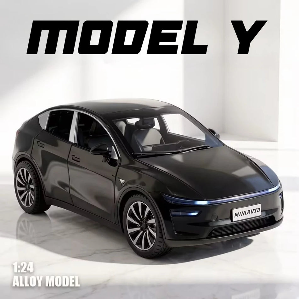 Modelo de coche a escala 1:24 de metal fundido con dirección en las ruedas delanteras, sonido y luz.