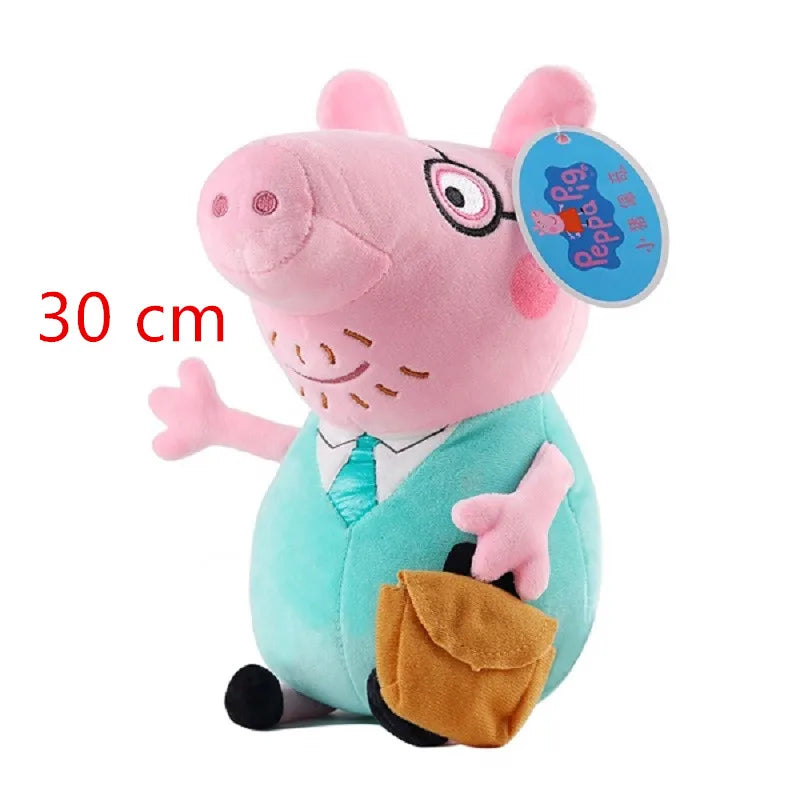 🟠 30CM Peppa Pig George Dad Mom Quality Best-selling Children's Cartoon Stuffed Doll Gift Toy Pigs Home Children's Room Decoration