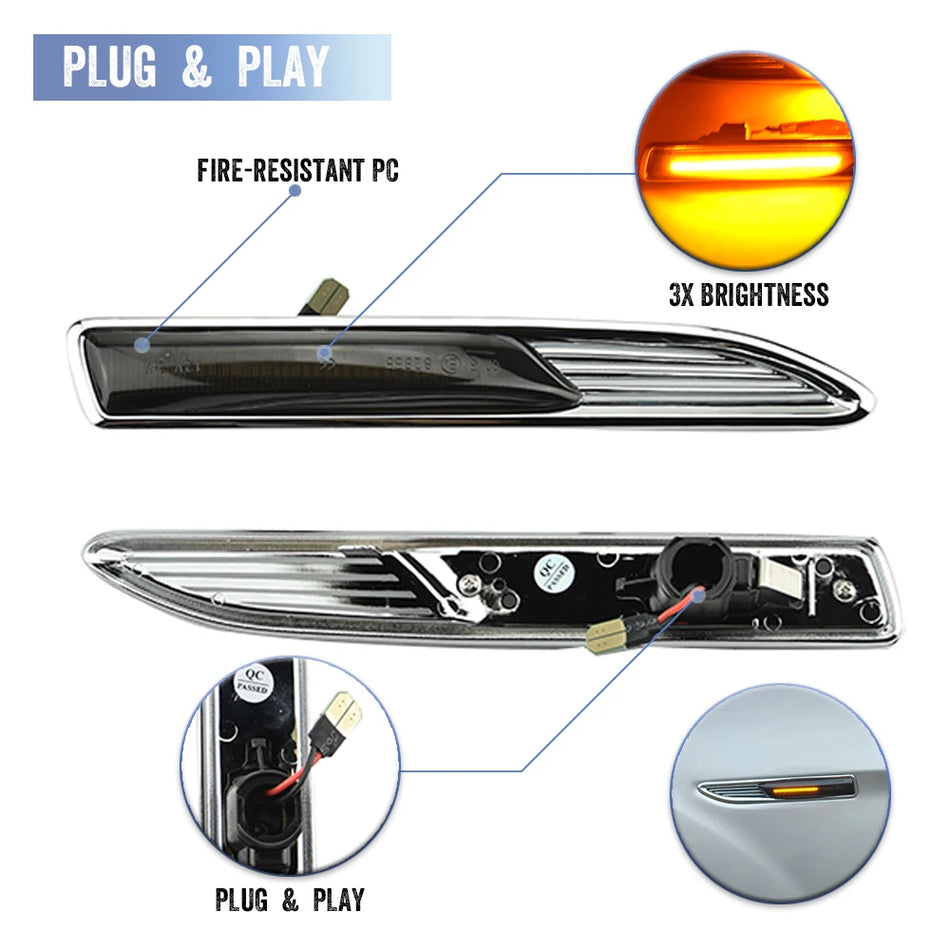 Luces de marcador lateral LED dinámicas para Ford Mondeo Mk4 BA7 señal de giro