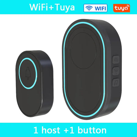 Wireless Doorbell Tuya App &ndash; Waterproof Design And LED Black WiFi 1 / EU Plug