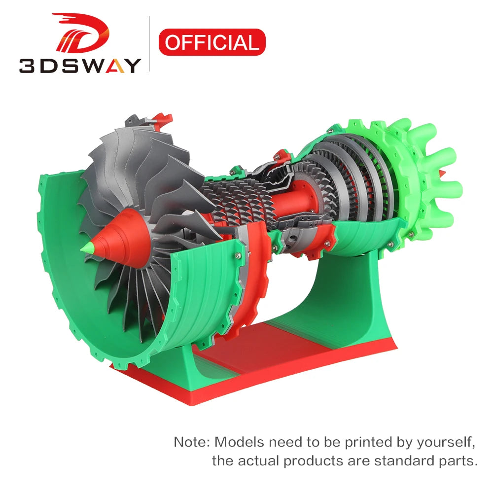3DSWAY Jet Engine Model Components Kit for Bambu Lab 3D Printers