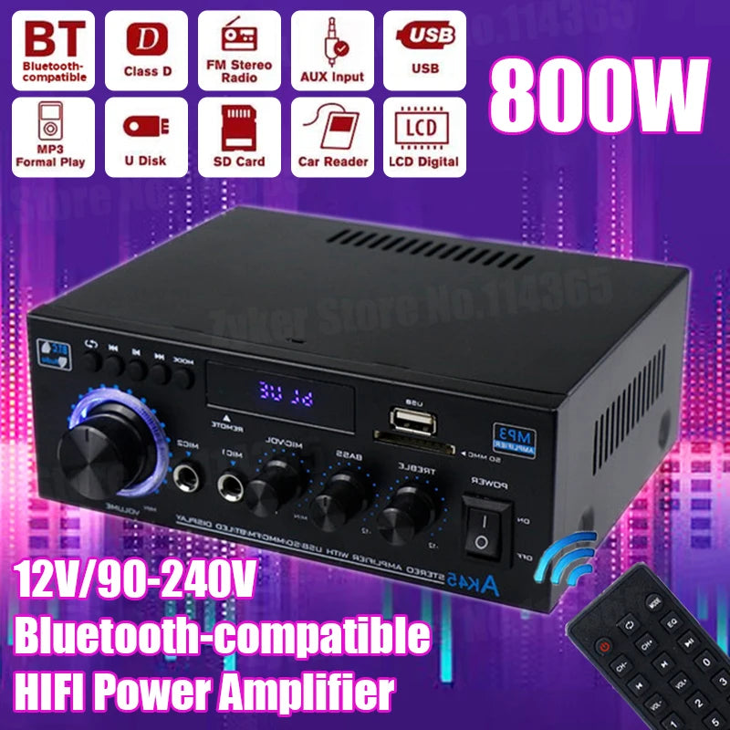 MAOZU AK45 Mini HiFi 800W Bluetooth Stereo Power Amplifier