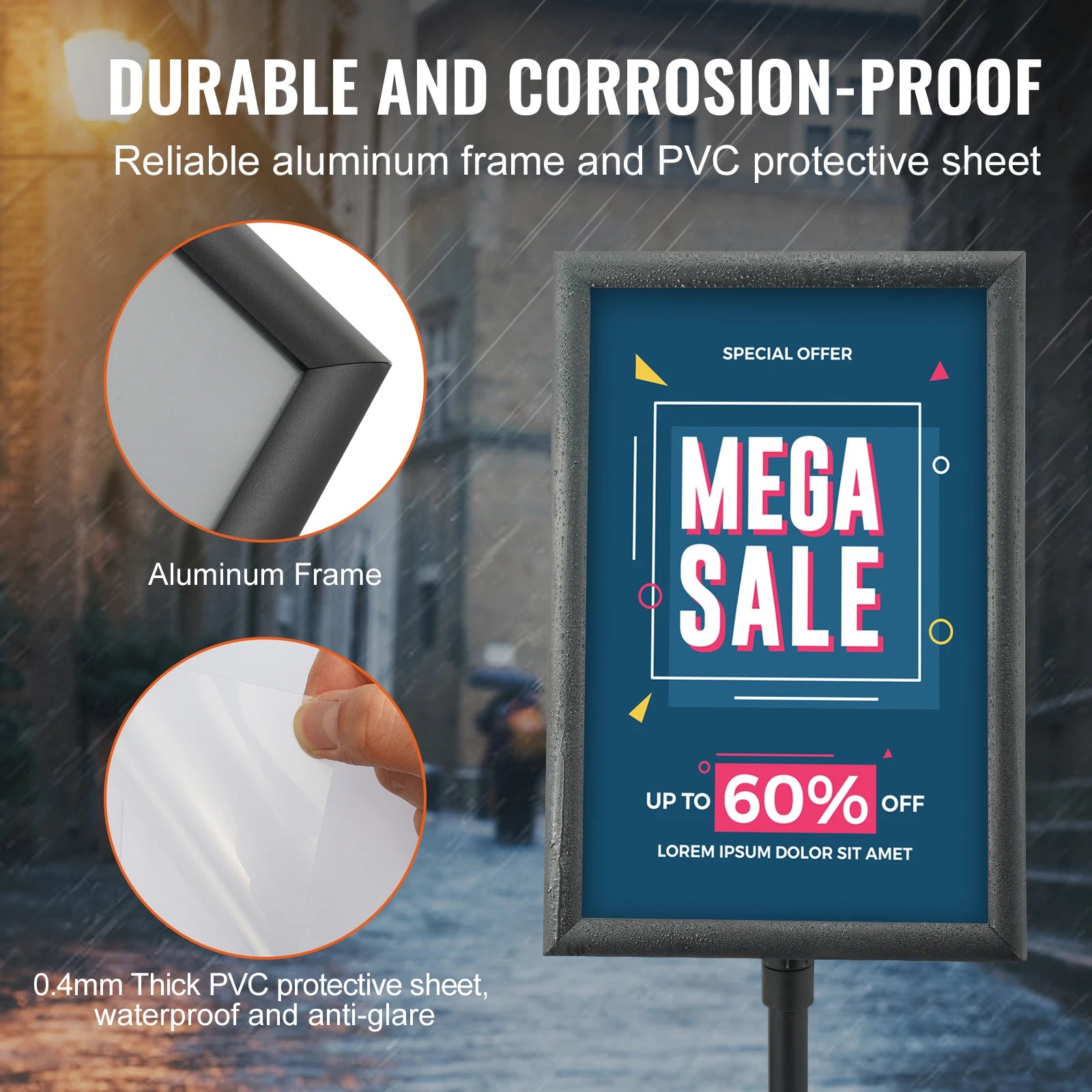 Vevor SW-05 Pedestal Sign Holder &ndash; Portrait or Landscape