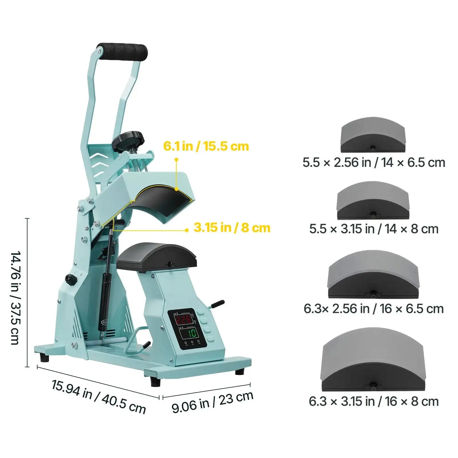 Hat Heat Press With Interchangeable Platens Green 4in1 / Mexico