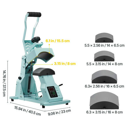Hat Heat Press With Interchangeable Platens Green 4in1 / Mexico