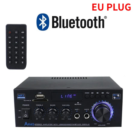 LEEDOAR AK45 80W Digital Hi-Fi Audio Amplifier with Bluetooth, FM, USB &amp; Mic Input AK45 EU PLUG