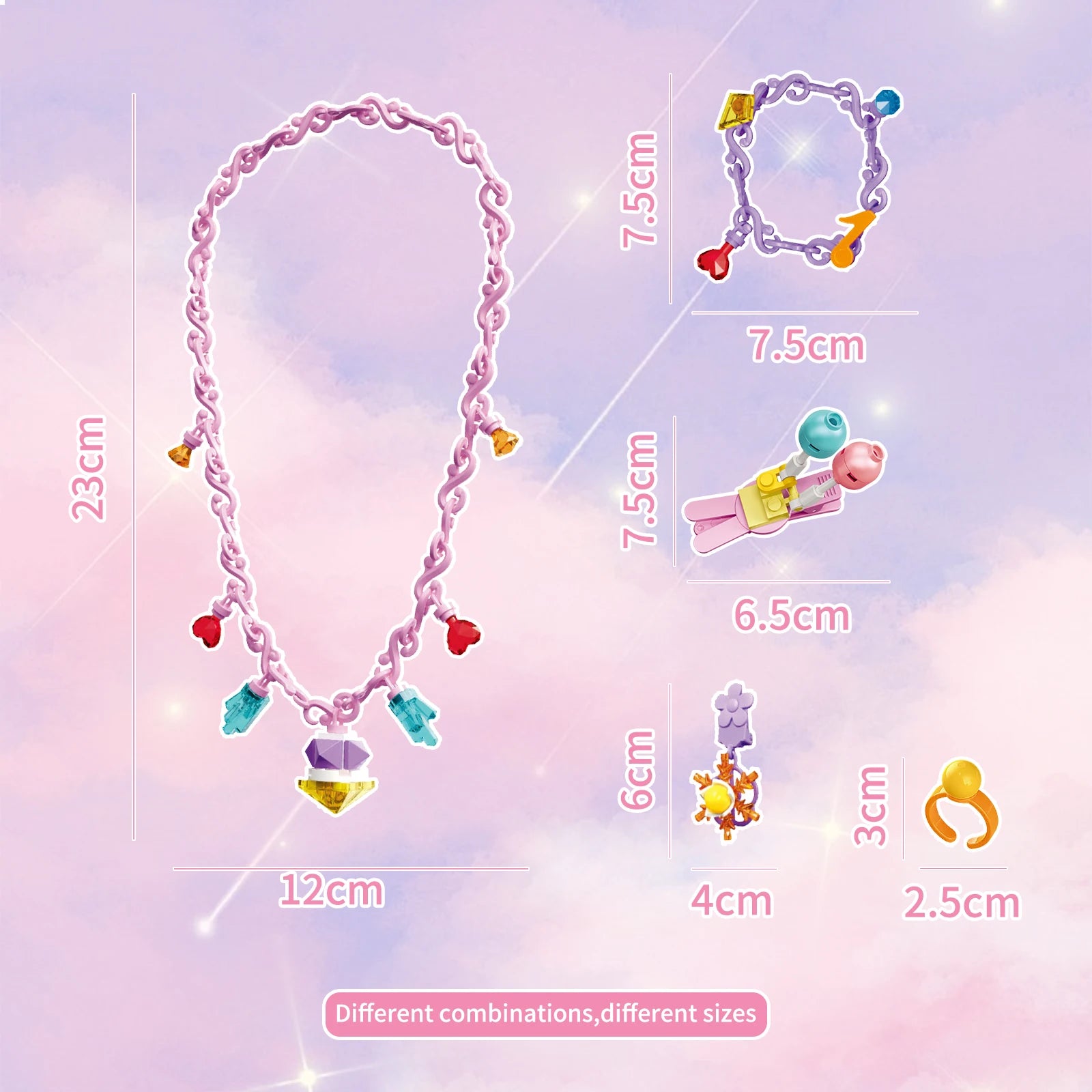 Coolplay Cartoon Princess Jewelry Set &ndash; Creative DIY Building Block Accessories