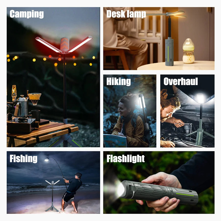 Folding Camping Light &ndash; Waterproof Power Bank with Telescopic Design