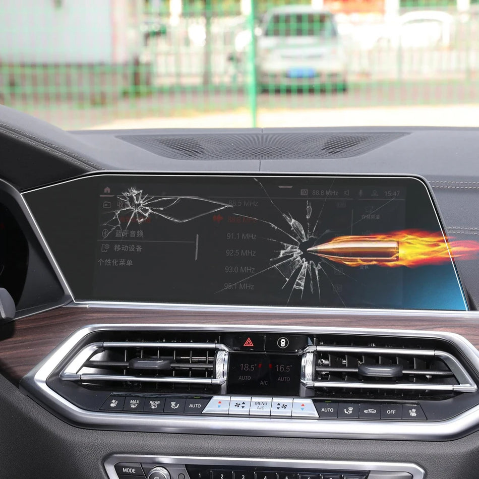 Protezione per Schermo per Navigazione Auto BMW X5 X6 X7, Vetro Temperato con Rivestimento in Olefina, Resistente ai Graffi