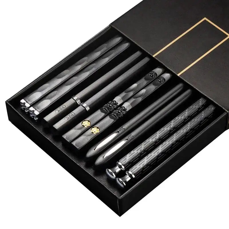 JANKNG Non-Slip Chopsticks &ndash; Elegant Dining Experience 5 Pairs Black HHY