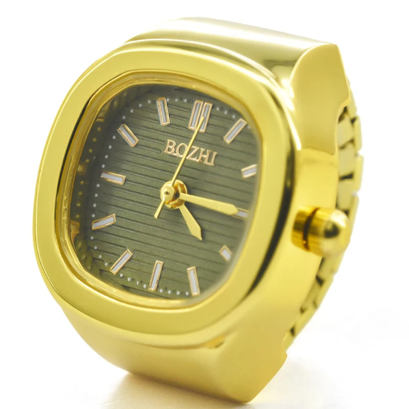 Ring Quartz Watch &ndash; Elegant Design for Couples golden-green