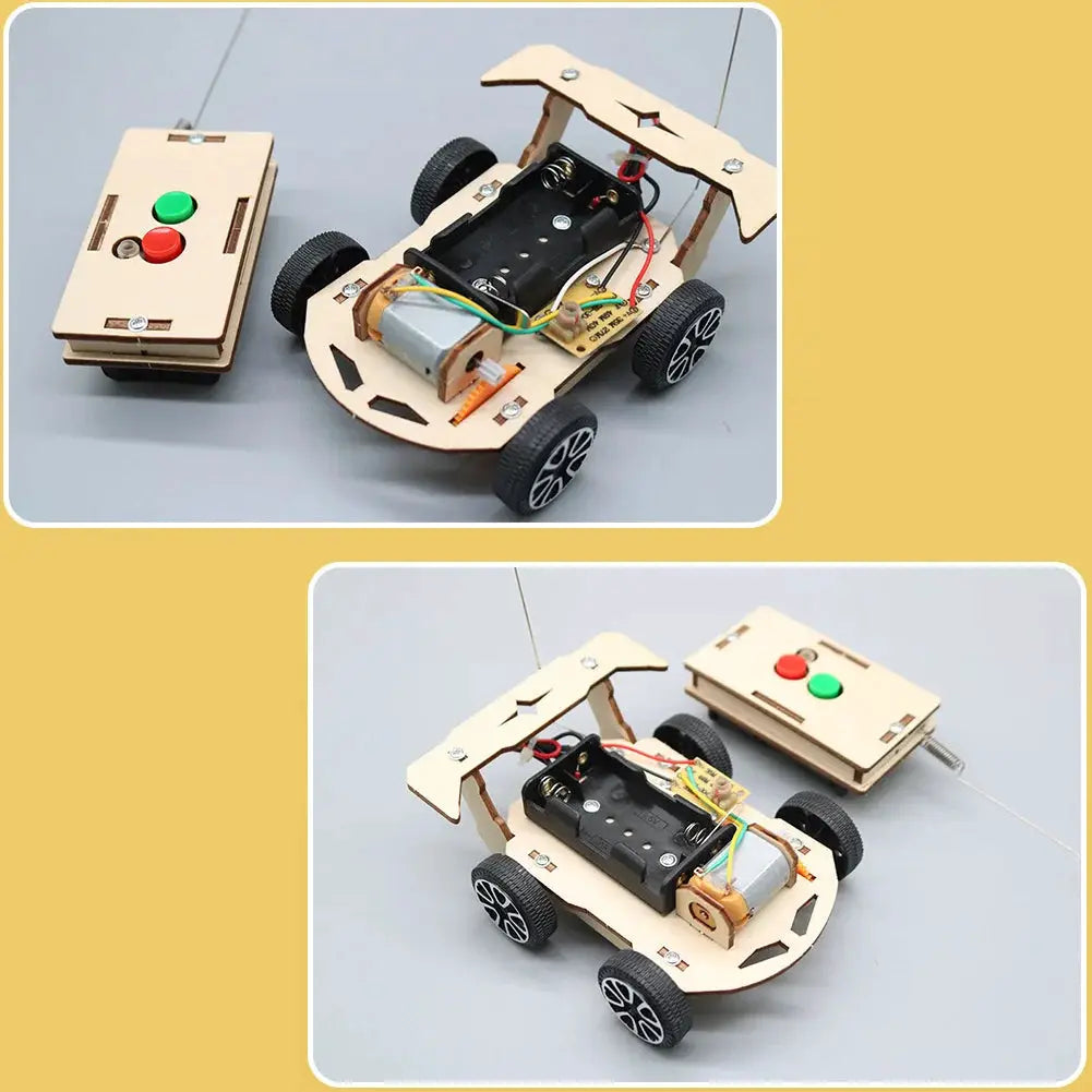 DIY Mini Solar Wireless Remote Control Car Toy Science Educational Toy Assembly RC Toys Wooden Car Vehicle Model For Kids by InterCyprus Trading Ltd