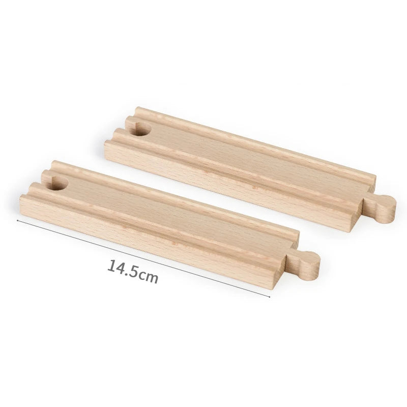 Wooden Train Track Connector &ndash; Seamless Connectivity for Creative Play 2pcs Straight track