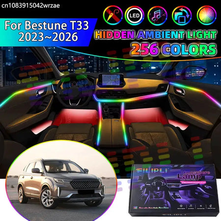 For Bestune T33 2023~2026 Senia R8 SUV RGB Car Interior Ambient Lights Strips Breathing Lighting Kit App Control LED strips Auto by InterCyprus Trading Ltd