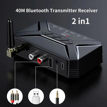 Bluetooth5.0 Audio Transmitter Receiver 40M HD Low Latency Wireless Bluetooth Adapter 3.5mm AUX Jack RCA USB for TV PC Headphone by InterCyprus Trading Ltd
