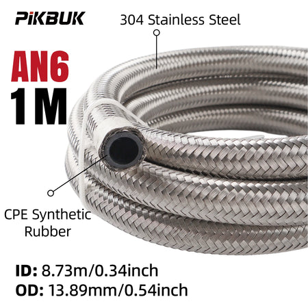 Stainless Steel Braided Fuel Hose With CPE Rubber Core AN4 AN6 AN8 by InterCyprus Trading Ltd