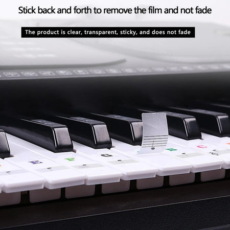 Transparent Piano Keyboard Sticker 88 Keys &ndash; Detachable
