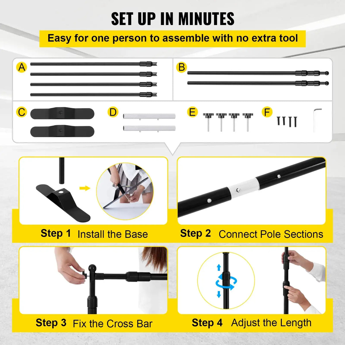 2.4x2.4M Adjustable Telescopic Backdrop Stand