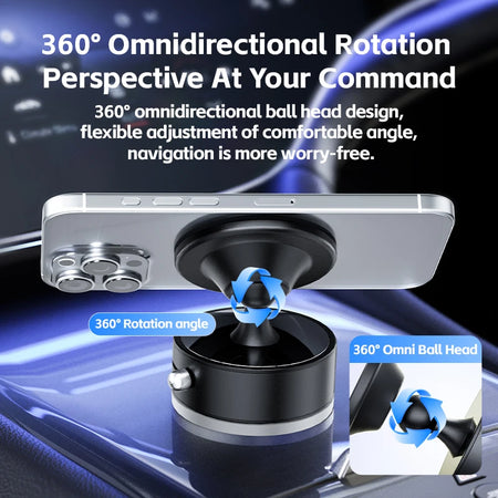 CrownQu Car Mount Magnetic Phone Holder &ndash; 360 Degree Rotation with Strong Suction