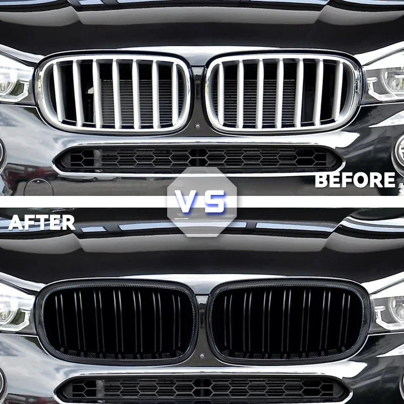 Glanzend Zwart Koolstof Voorste Nier Dubbele Lamel Grille BMW X5 X6