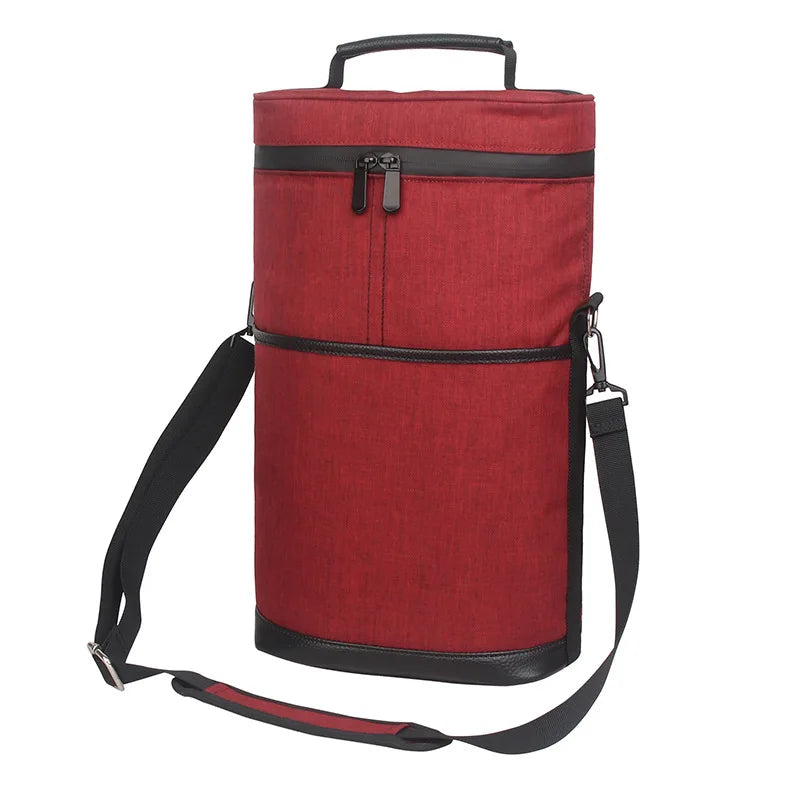 Cooler Bag for 2 Bottles &ndash; Portable Ice Carrier for Picnic Red