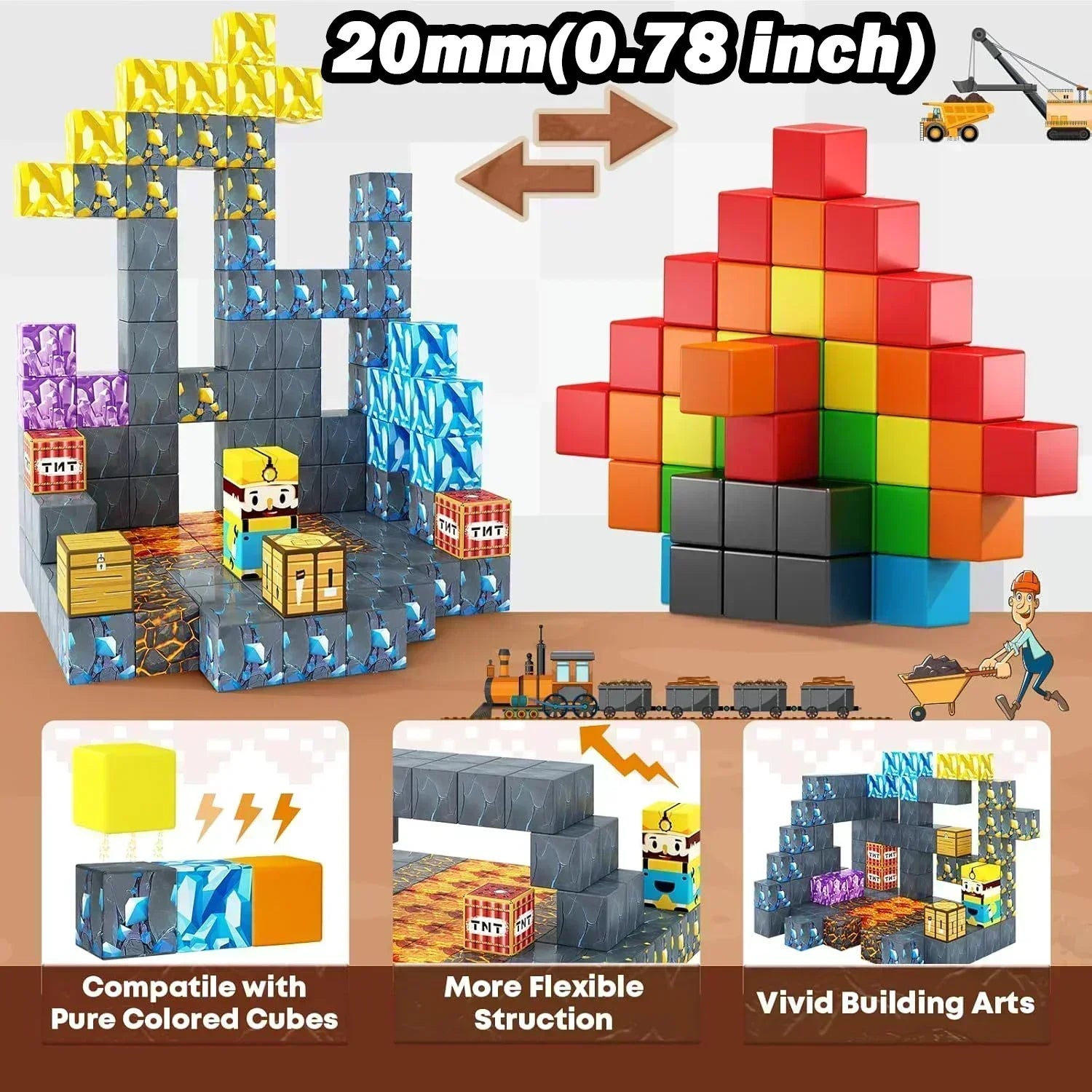 Mine World Magnet Cube Set &ndash; Educational STEM Toy Ages 3+