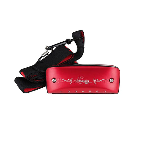 IRIN 7 Hole Blues Harmonica D Key &ndash; Beginner Friendly Harp Red