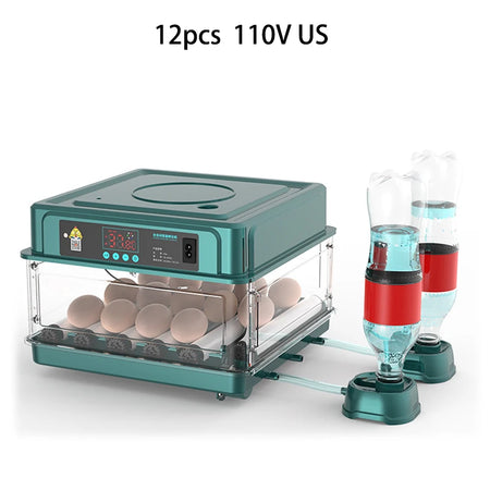 6/12 Hatcher Eggs Incubator Brooder &ndash; Auto Egg Turner Green 12 110V US