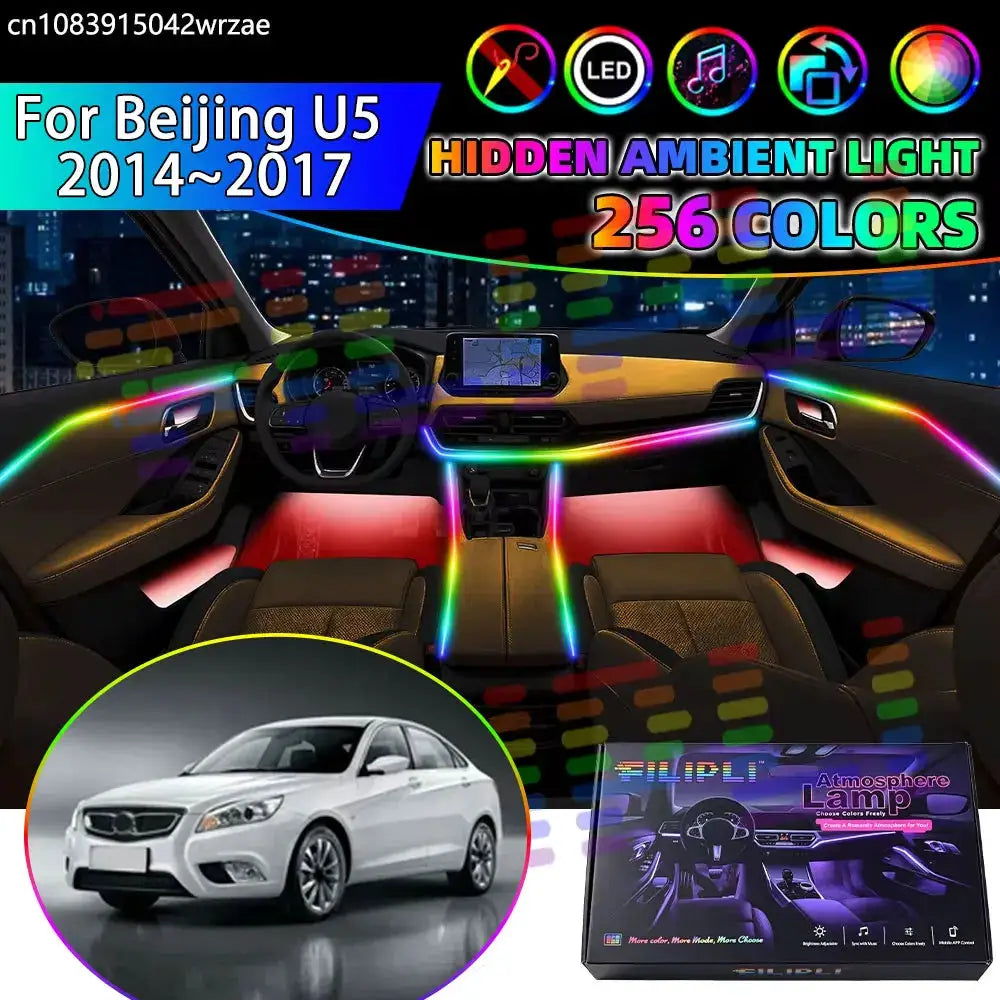 For Beijing U5 2014~2017 2015 MK1 2015 RGB Car Interior Ambient Lights Strips Breathing Lighting Kit App Control LED strips Auto by InterCyprus Trading Ltd